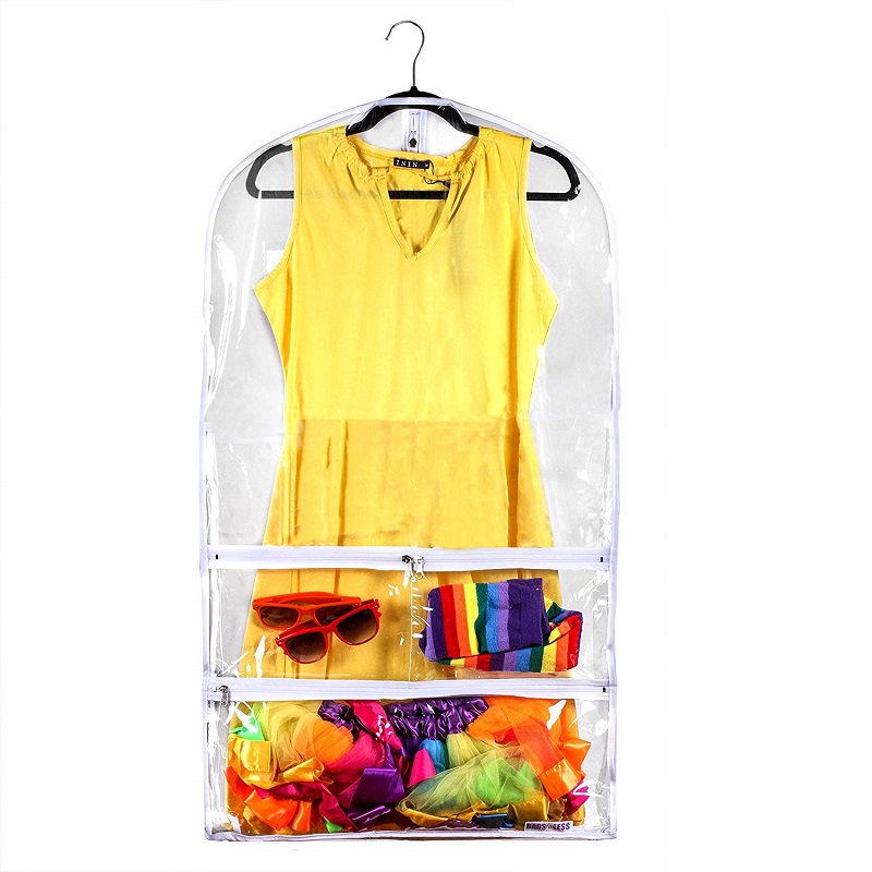 SGW12 Wholesale PVC Clear Dance Costume plastic garment bags with pockets