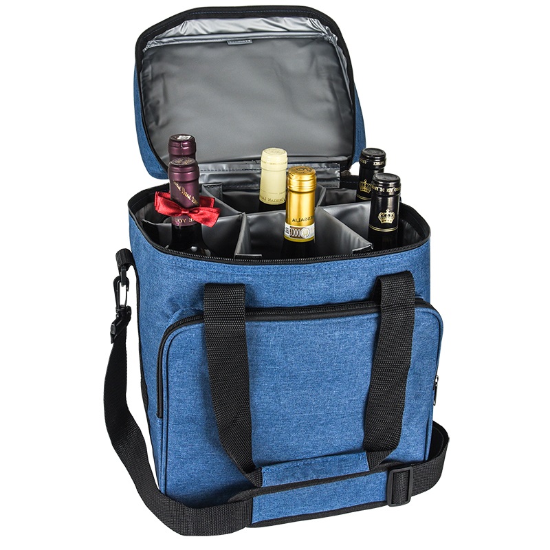 SGC21 Reusable Insulated Wine Carrier 6 Bottle Capacity Padded Wine cooler Tote Bag for Wine Lover Gifts