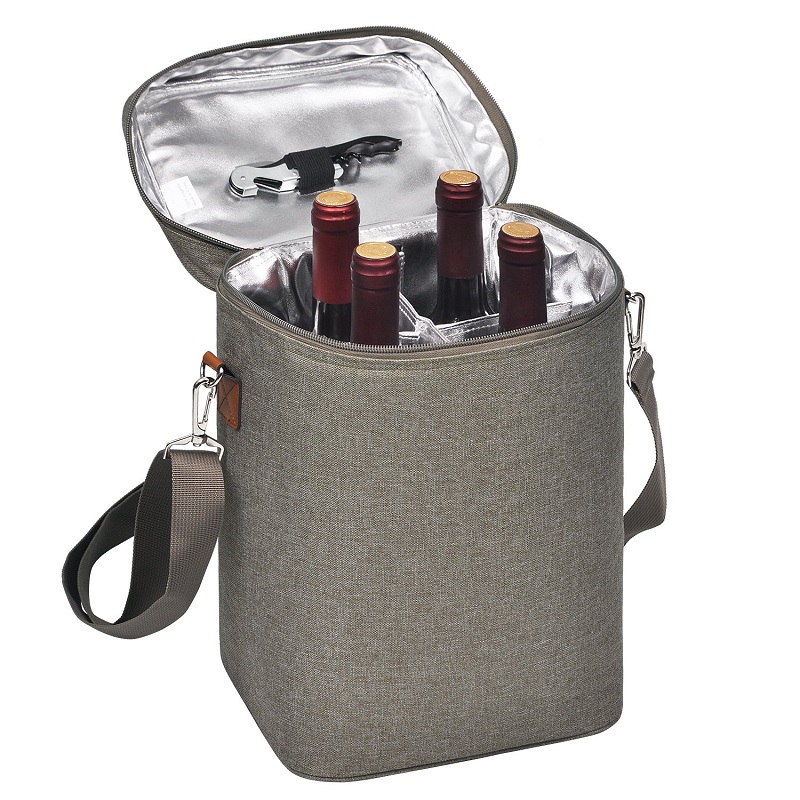 SGC31 Portable 4 bottle wine carrier tote bag Waterproof Aluminium Foil Insulated Tote Picnic Lunch Bag Outdoor Wine Protector Cooler Bags for Bottles