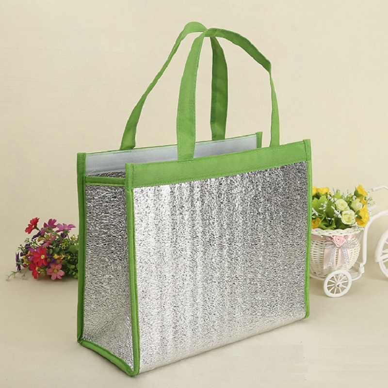 SGC37 Aluminum Foil Insulated Delivery Bag Disposable Shopping Cooler Bag Aluminum Foil Seafood Cooler Bag